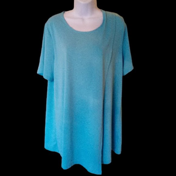 Aqua Blue  Tunc Asymmetrical Top Size 1X - Picture 2 of 2